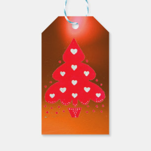 Étiquettes-cadeau ROUGE NOËL ARBRE FÊTE DE VACANCES orange