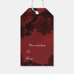 Étiquettes-cadeau Rouge & Noir Élégance Sombre Mariage Gothique