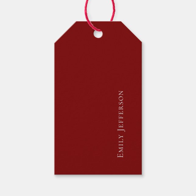 Étiquettes-cadeau Rouge Profond Élégant Moderne Professionnel (Devant)
