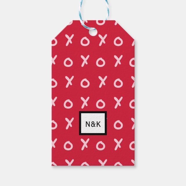 Étiquettes-cadeau Rouge & Rose bébé X O XO XO Tendance Mignon (Devant)