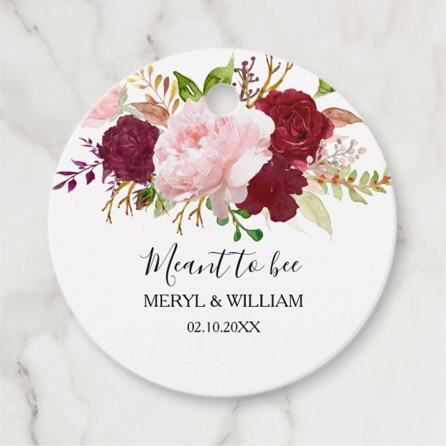 Étiquettes Cadeau Rouge Tropical et romantique signifie être Mariage (Devant)