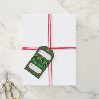 Étiquettes-cadeau Rouge vert de Noël Plaid