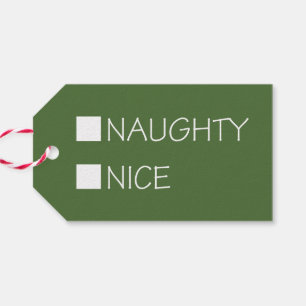 Étiquettes-cadeau Rouge & Vert Naughty Nice Holiday
