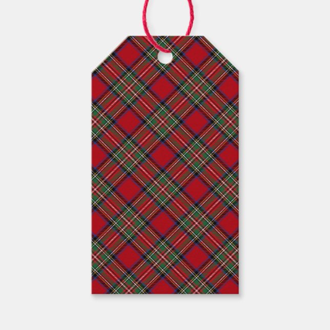 Étiquettes-cadeau Rouge Vert Plaid Classic Stewart Tartan (Devant)