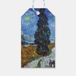 Étiquettes-cadeau Route avec cyprès de Van Gogh Impressionnisme