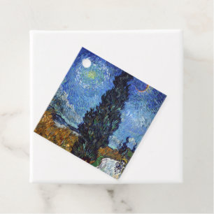 Étiquettes Cadeau Route avec cyprès de Van Gogh Impressionnisme