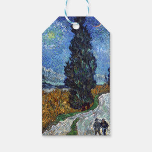 Étiquettes-cadeau Route avec cyprès de Van Gogh Impressionnisme