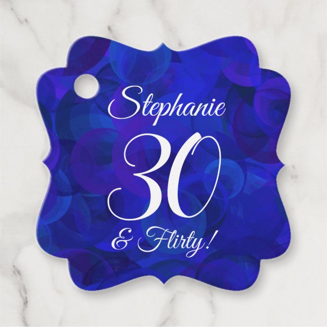 Étiquettes Cadeau Royal Blue 30 et Flirty Birthday Party (Devant)