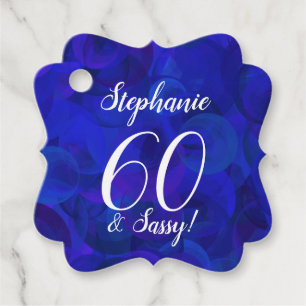 Étiquettes Cadeau Royal Blue 60 et Sassy Birthday Party Favor Tags