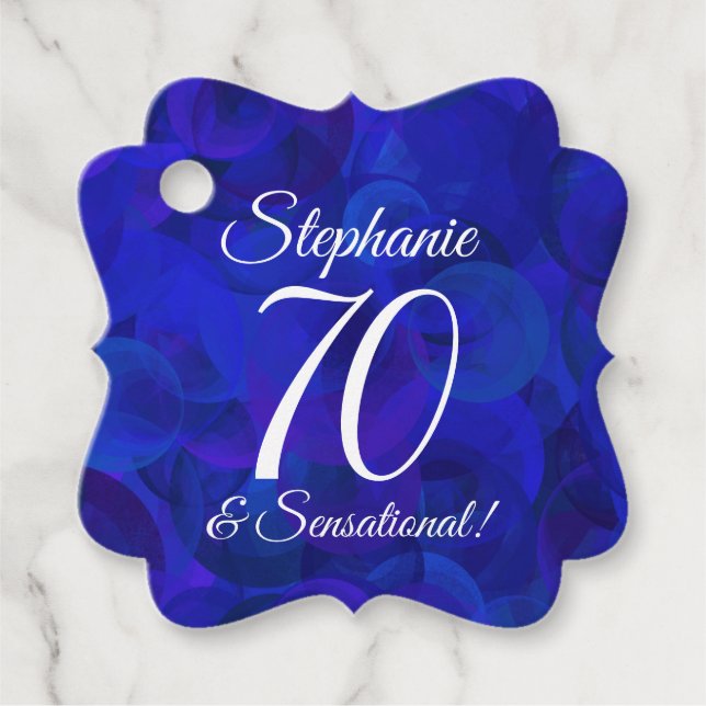 Étiquettes Cadeau Royal Blue 70 et fête d'anniversaire sensationnell (Devant)