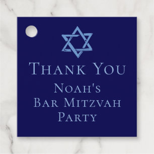 Étiquettes Cadeau Royal Blue Bar Mitzvah Star de David Party