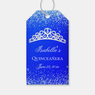 Étiquettes-cadeau Royal Blue Et Silver Quinceanera