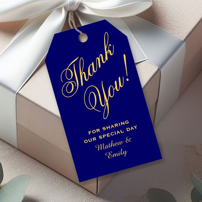 Étiquettes-cadeau Royal Blue Gold Merci mariage Faveur (Créateur téléchargé)
