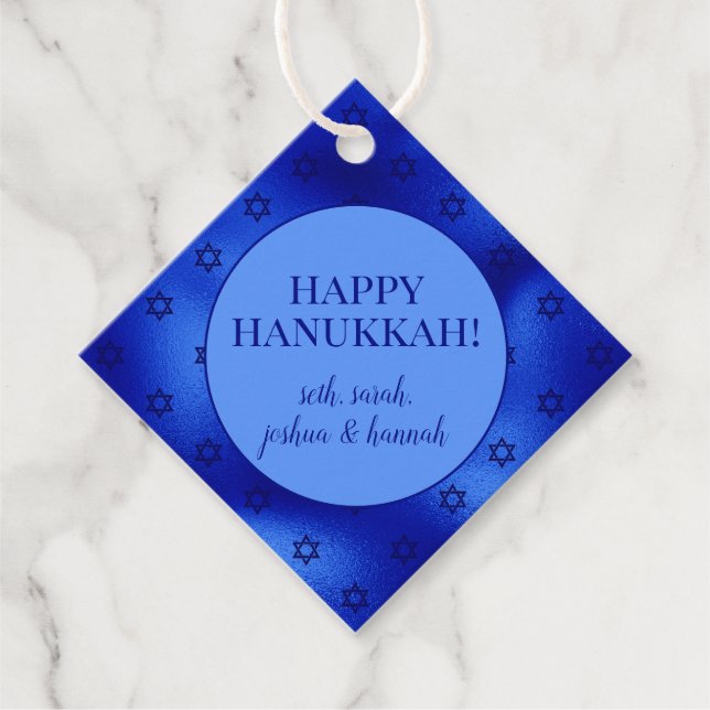 Étiquettes Cadeau Royal Blue Star de David Hanoukka Personnalisé (Devant)