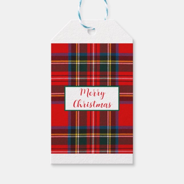 Étiquettes-cadeau Royal Stewart Christmas Plaid PERSONNALISER (Devant)