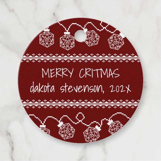 Étiquettes Cadeau RPG Lights rouge | Imaginaire Tabletop Retro Gamer (Devant)