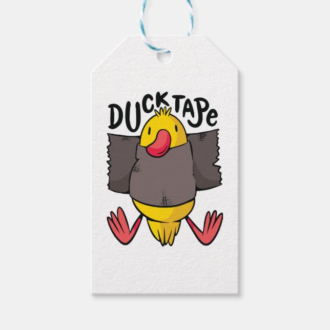 Étiquettes-cadeau Ruban Canard Drôle (Devant)