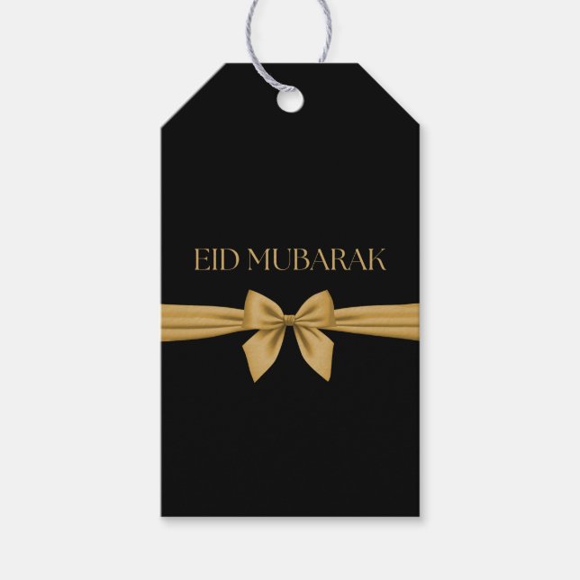 Étiquettes-cadeau Ruban en or de l'Aïd Moubarak (Devant)
