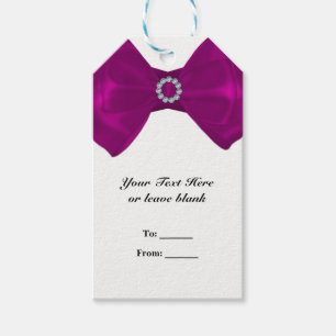 Étiquettes-cadeau Ruban rose fuchsia et diamants Élégant cadeau de m
