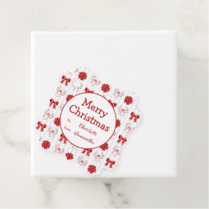 Étiquettes Cadeau Ruban rouge et blanc mou   Arrière - plan blanc