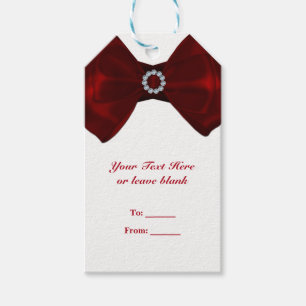 Étiquettes-cadeau Ruban rouge et diamants Bling Élégant Cadeau de fê
