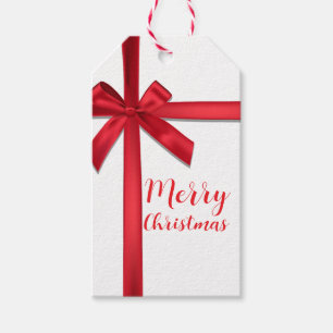 Étiquettes-cadeau Ruban Satiné Rouge Noël Fête