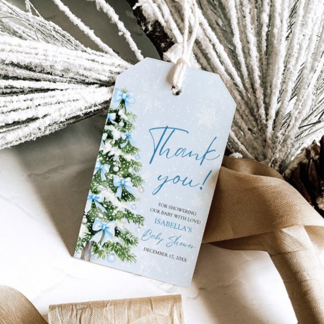 Étiquettes-cadeau Rubans Bleus Bébé Il Fait Froid Dehors Baby Shower (Créateur téléchargé)