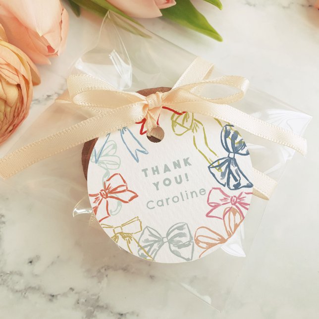 Étiquettes Cadeau Rubans et vaches Aquarelle Anniversaire Merci (Créateur téléchargé)