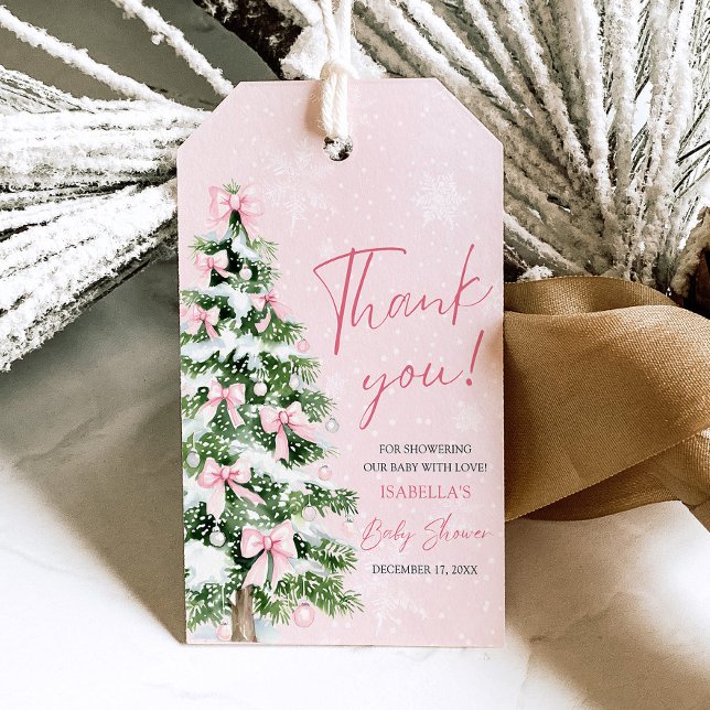 Étiquettes-cadeau Rubans roses bébé il fait froid dehors Baby Shower (Créateur téléchargé)
