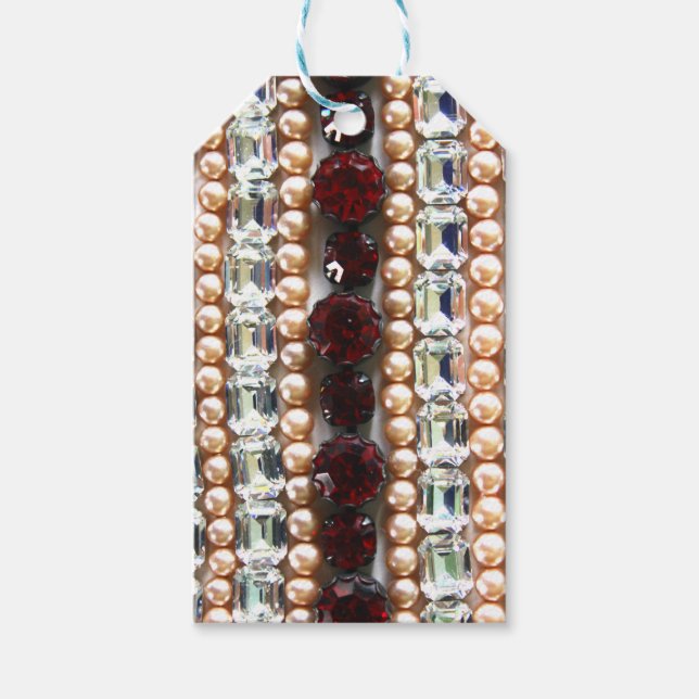 Étiquettes-cadeau Rubis, Rhinestone, diamants, bijoux, perles (Devant)