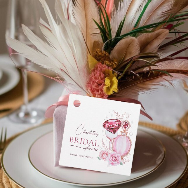 Étiquettes Cadeau Rubis uniques et douche de mariée Rose (Créateur téléchargé)