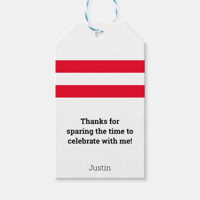 Étiquettes-cadeau Rubrique rouge Bowling avec message personnalisé e (Devant)