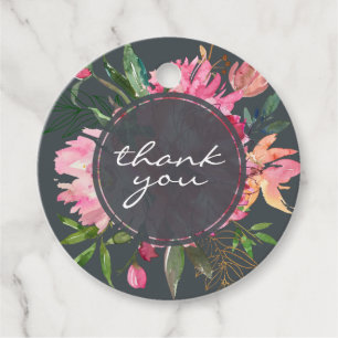 Étiquettes Cadeau Ruby Pink Peony Merci Mariage végétal