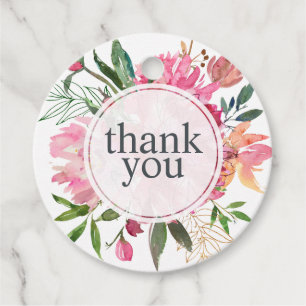 Étiquettes Cadeau Ruby Pink Peony Merci Mariage végétal