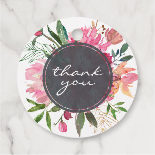 Étiquettes Cadeau Ruby Pink Peony Merci Mariage végétal