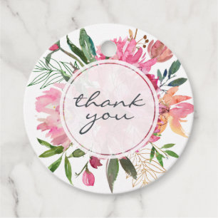 Étiquettes Cadeau Ruby Pink Peony Merci Mariage végétal