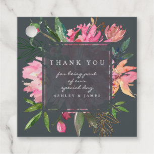 Étiquettes Cadeau Ruby Pink Peony Merci Mariage végétal