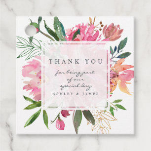 Étiquettes Cadeau Ruby Pink Peony Merci Mariage végétal
