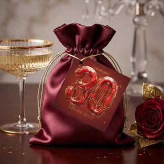 Étiquettes Cadeau Ruby Red and Gold 30th Birthday Party Thank You