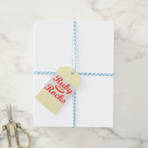 Étiquettes-cadeau Ruby Rocks design rouge et crème moelleuse