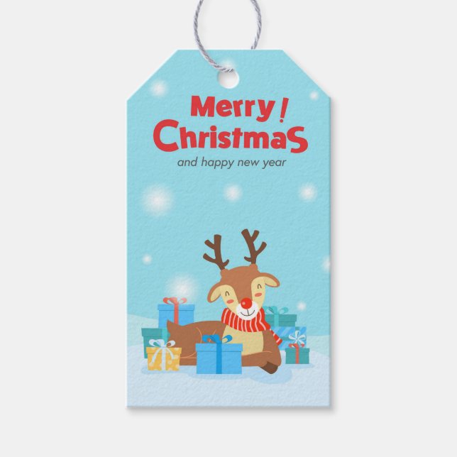 Étiquettes-cadeau Rudolph and Presents (Devant)