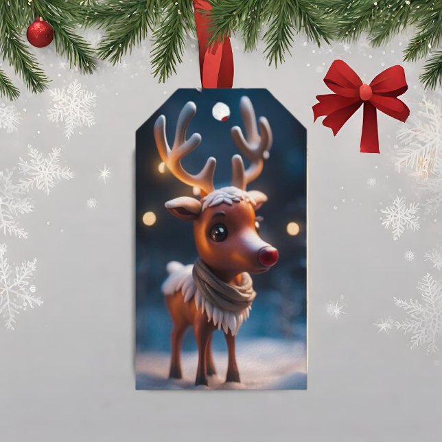 Étiquettes-cadeau Rudolph Figurine Balise cadeau de Noël (Créateur téléchargé)