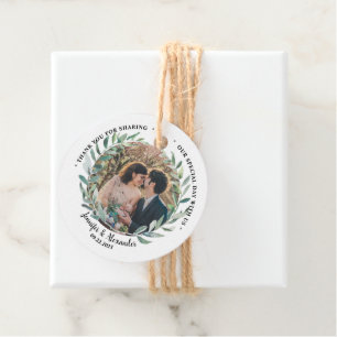 Étiquettes Cadeau Russe aquarelle feuille mariage photo Merci