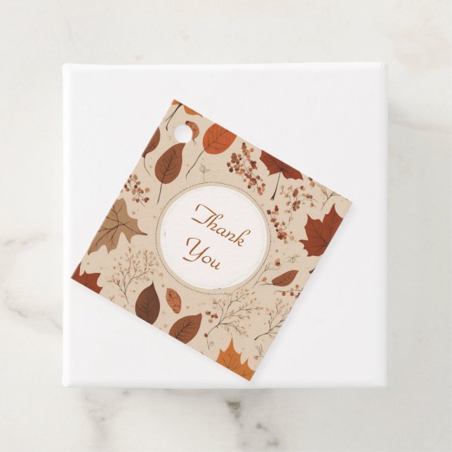 Étiquettes Cadeau Russe Beige Brown Érable Feuille Mariage d'automne (En situation)