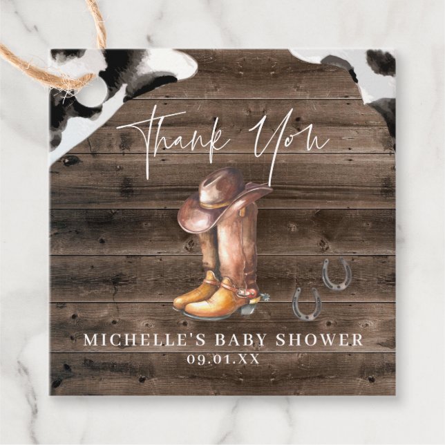 Étiquettes Cadeau Russe Cowboy Ouest | Balise de préférence de Baby  (Devant)