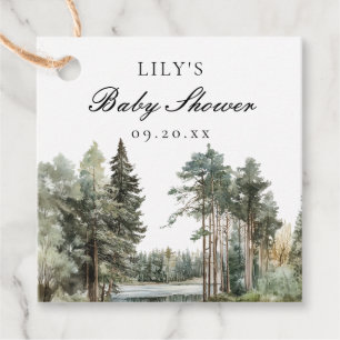 Étiquettes Cadeau Russe Watercolor Lake Forest Baby shower forestier