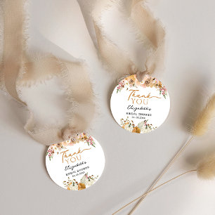 Étiquettes Cadeau Rustic Automne Floral Citrouille Merci de Fête des