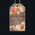 Étiquettes-cadeau Rustic Automne laisse Citrouille Fête des mariées<br><div class="desc">Belle marque cadeau d'automne rustique avec une feuille et une couronne citrouille avec un dos floral coordonné. Visitez notre boutique pour voir notre collection de feuilles d'automne et de citrouilles.</div>