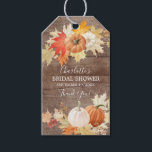 Étiquettes-cadeau Rustic Automne laisse Citrouille Fête des mariées<br><div class="desc">Belle marque cadeau d'automne rustique avec une feuille et une couronne citrouille avec un dos floral coordonné. Visitez notre boutique pour voir notre collection de feuilles d'automne et de citrouilles.</div>