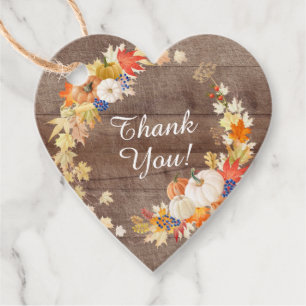 Étiquettes Cadeau Rustic Automne laisse Citrouille Fête des mariées